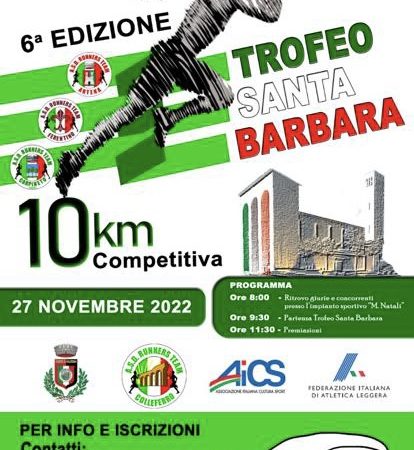 Runners Team Colleferro, il 27 novembre il “Trofeo Santa Barbara”