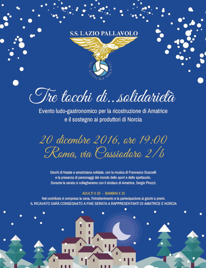 Tre tocchi… di solidarietà una serata per aiutare le popolazioni colpite dal terremoto