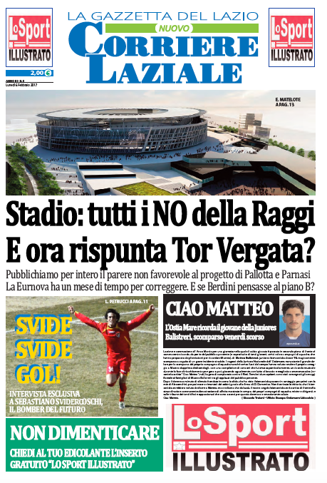 Acquista a 1 euro la copia digitale di lunedì 6 febbraio 2017 del Nuovo Corriere Laziale