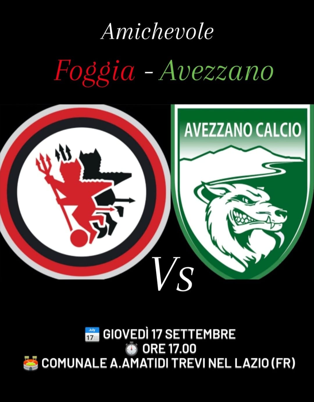 Calcio estivo: giovedì 17 amichevole tra Foggia e Avezzano
